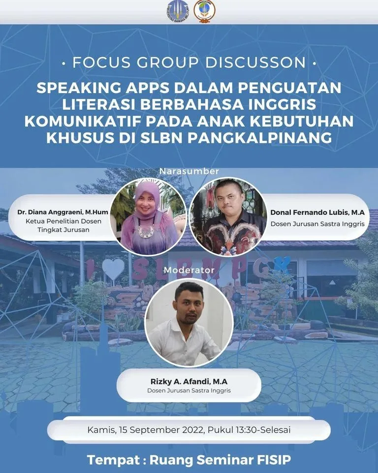 Sastra Inggris UBB Adakan FGD Speaking Apps untuk Tingkatkan Literasi Bahasa Inggris Anak Berkebutuhan Khusus
